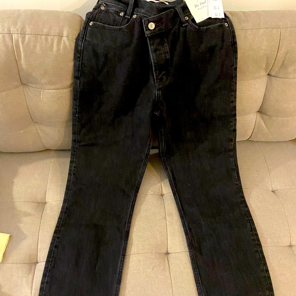 Abercrombie black asymmetric straight jeans